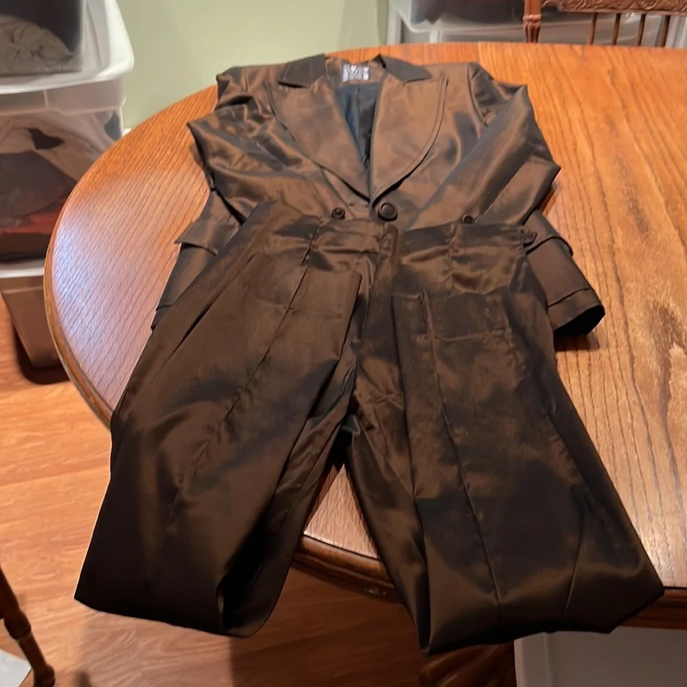 Bestini Paris Two Piece Blazer And Pant Set In Brown Copper Iridescent Size M/L - Picture 4 of 12